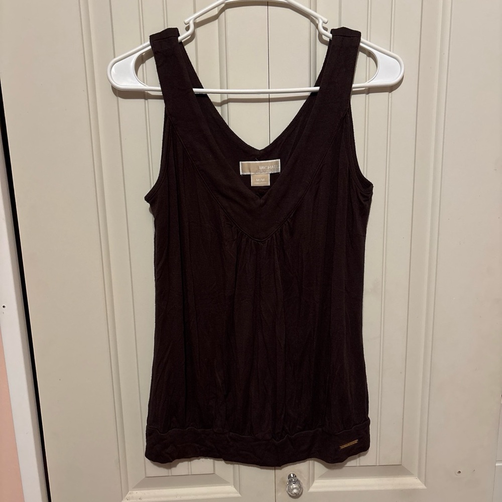 MICHAEL Michael Kors Brown Sleeveless V-Neck Tank Top